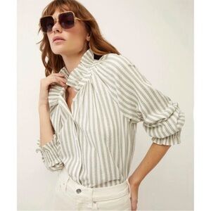 Veronica beard calisto sage and cream blouse size 4